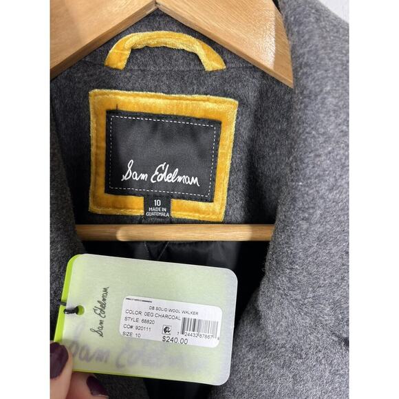 Sam Edelman Double Breasted Wool Blend Walker Coat Size 10 Charcoal New $240 - Picture 3 of 7